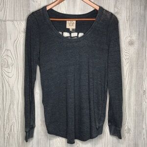 Chaser Gray Crew Long Sleeve Knotted Sweatshirt